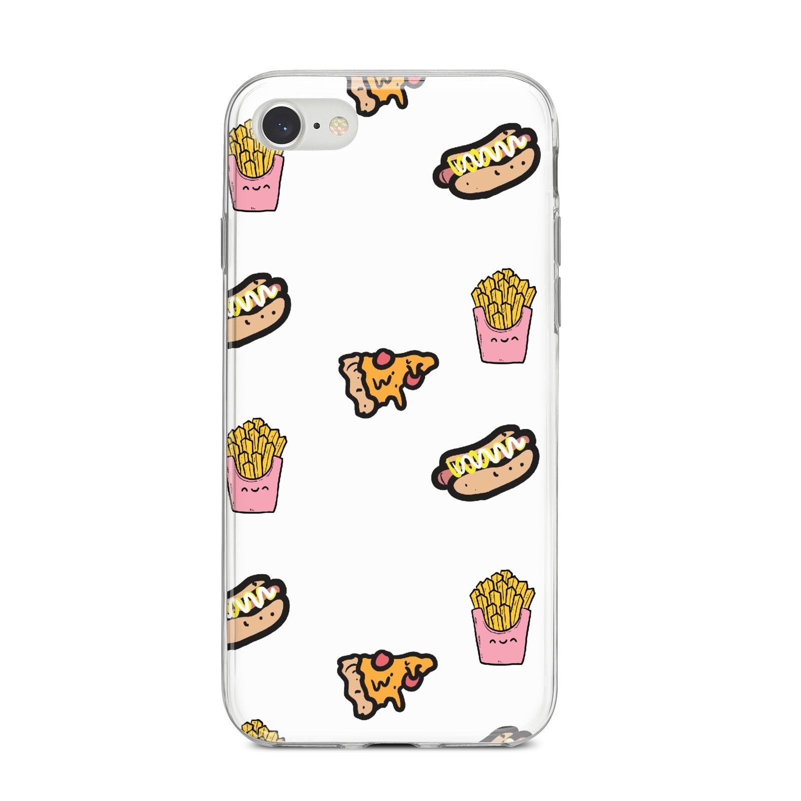 Fries Pizza Hot Dog iPhone 8 Bumper Case on Silver iPhone