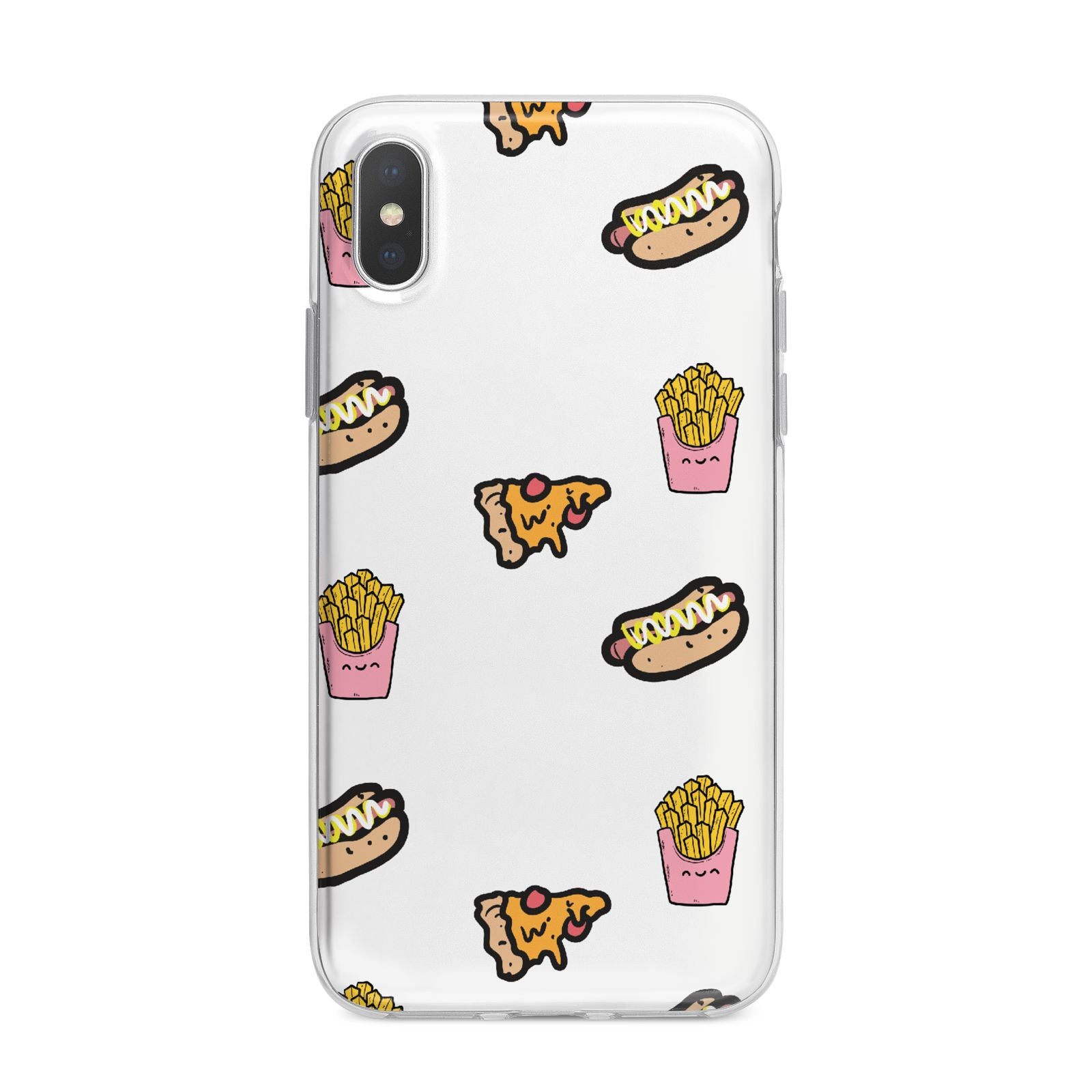 Fries Pizza Hot Dog iPhone X Bumper Case on Silver iPhone Alternative Image 1