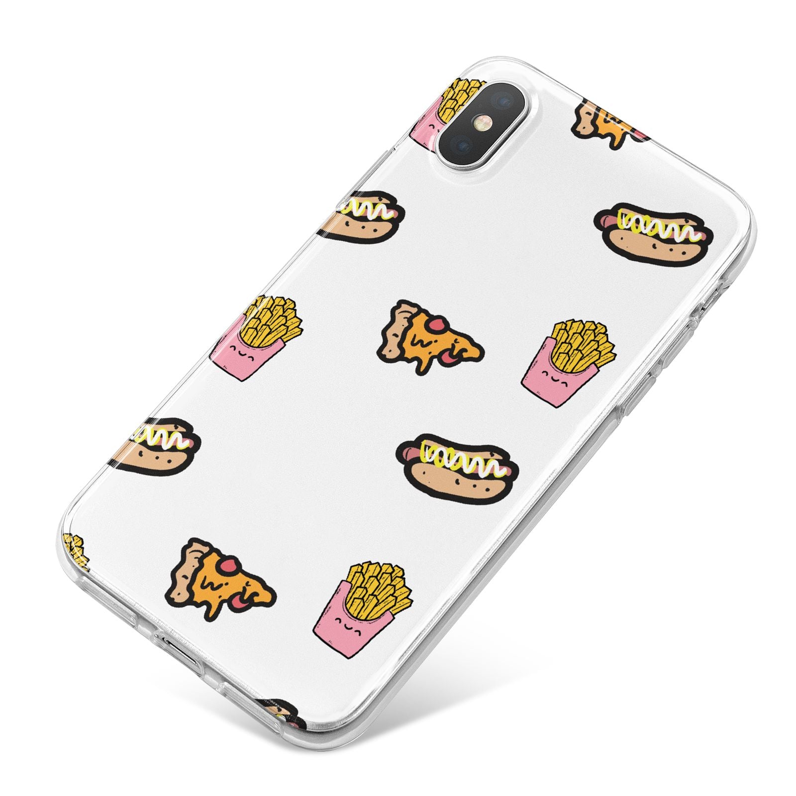 Fries Pizza Hot Dog iPhone X Bumper Case on Silver iPhone