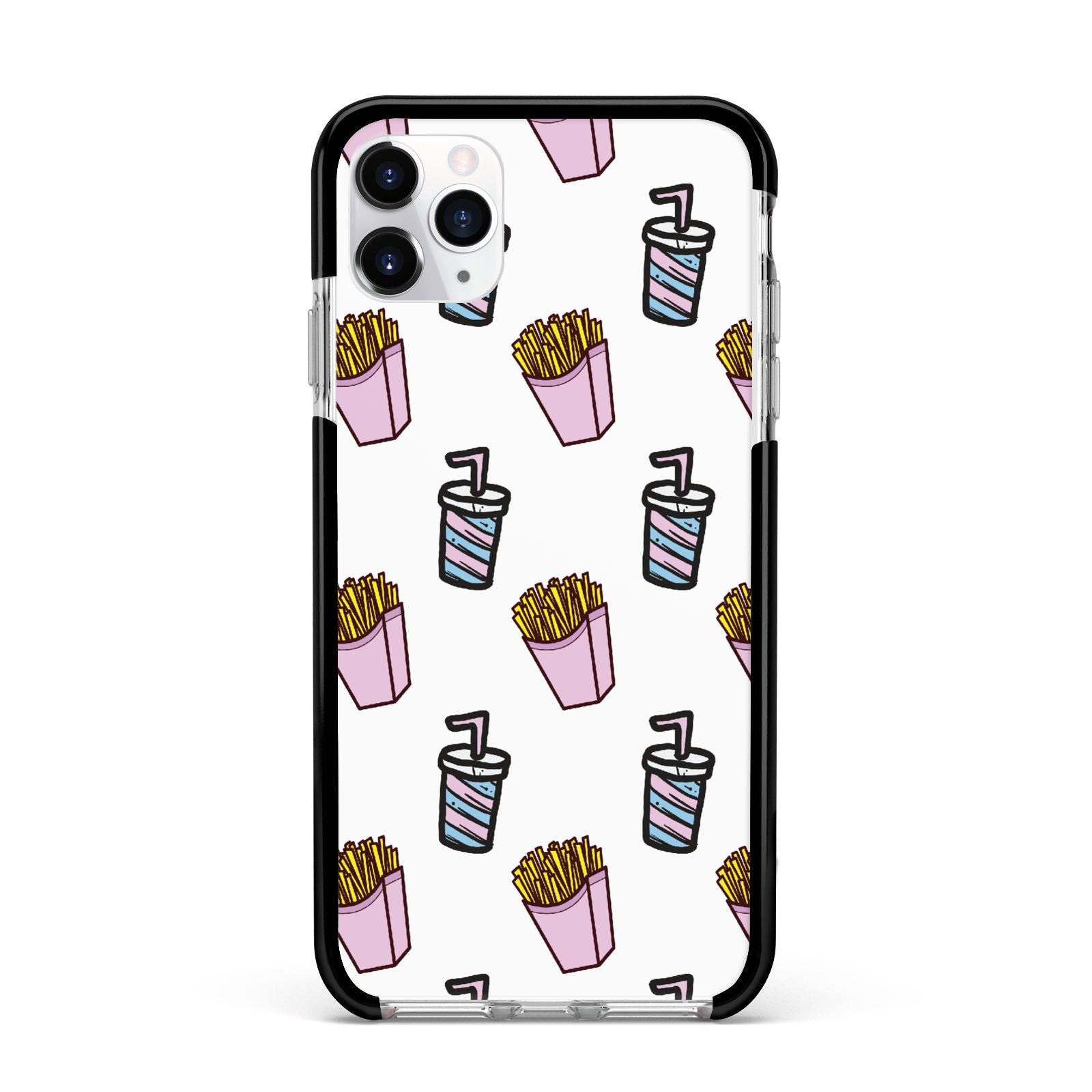 Fries Shake Fast Food Apple iPhone 11 Pro Max in Silver with Black Impact Case