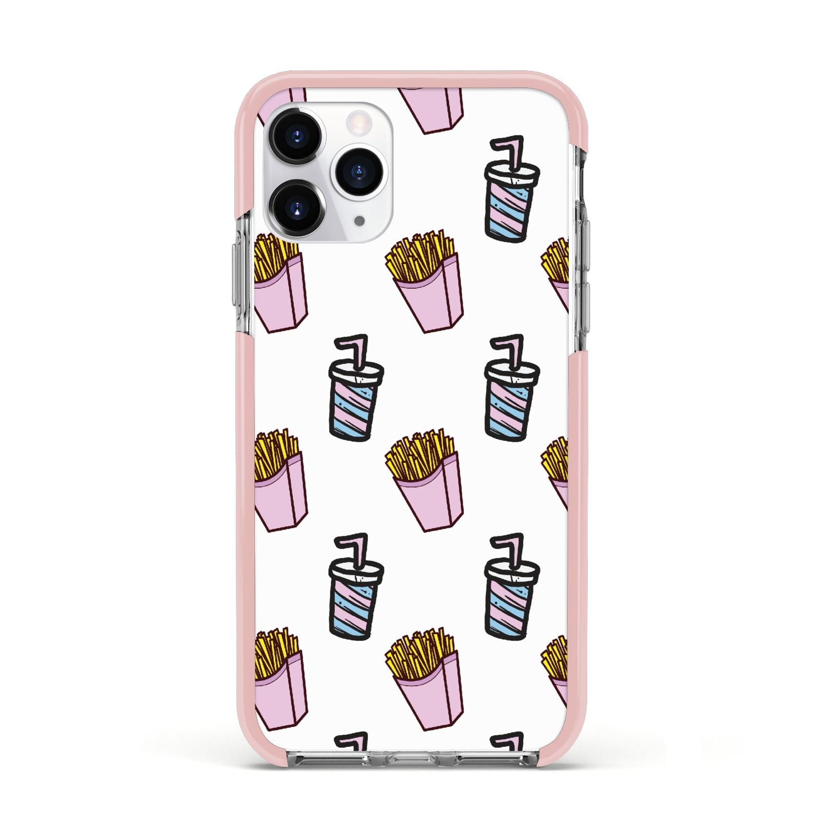 Fries Shake Fast Food Apple iPhone 11 Pro in Silver with Pink Impact Case