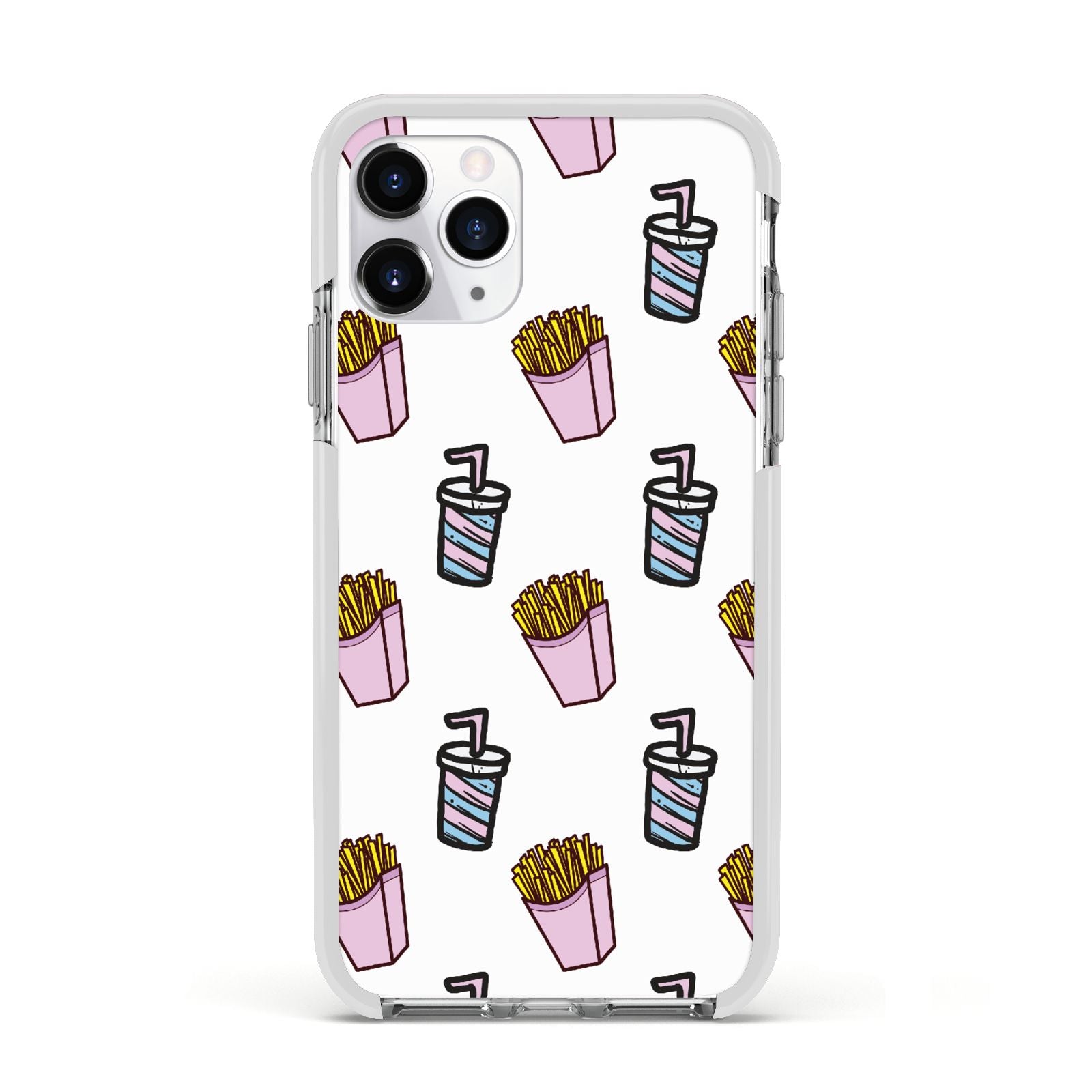 Fries Shake Fast Food Apple iPhone 11 Pro in Silver with White Impact Case