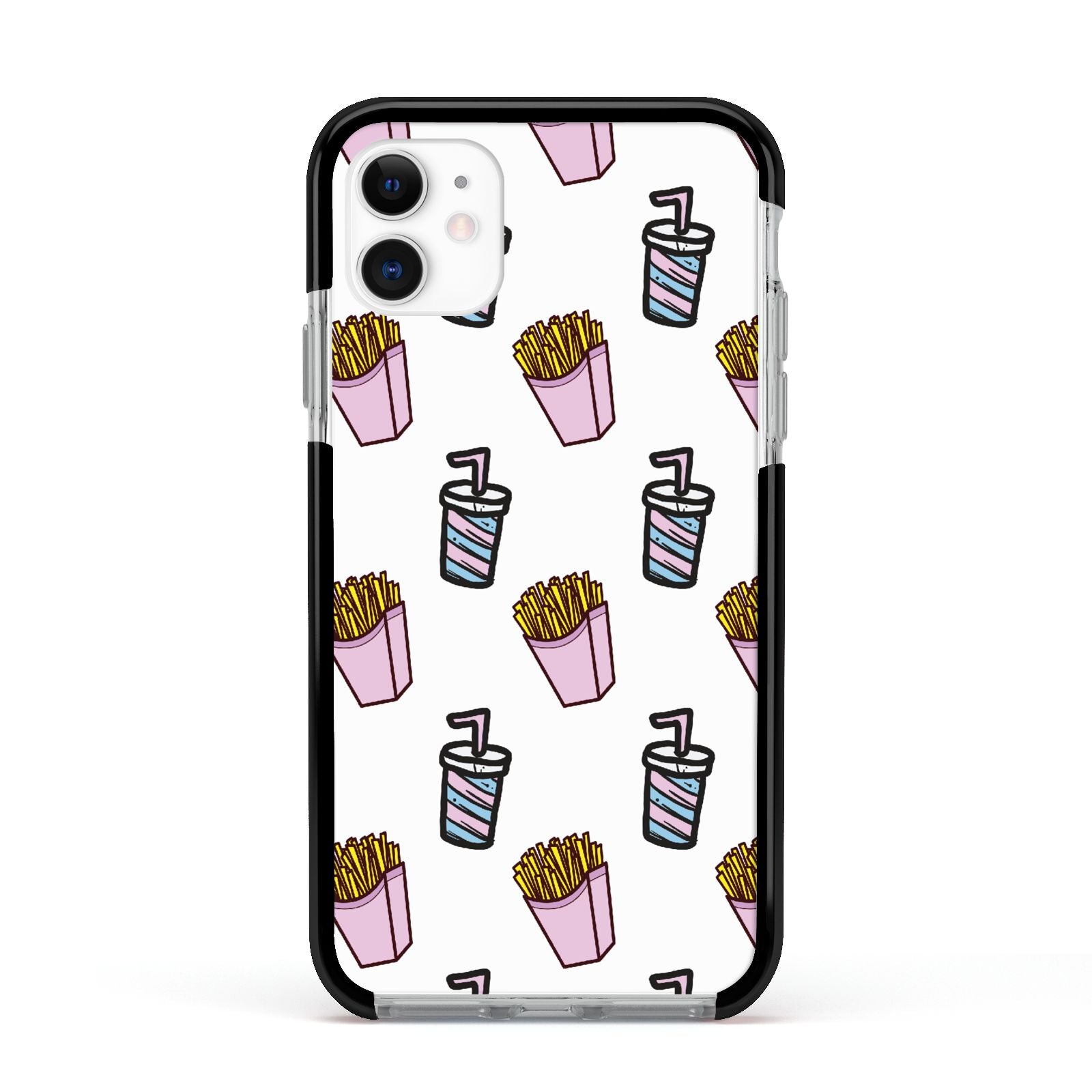 Fries Shake Fast Food Apple iPhone 11 in White with Black Impact Case