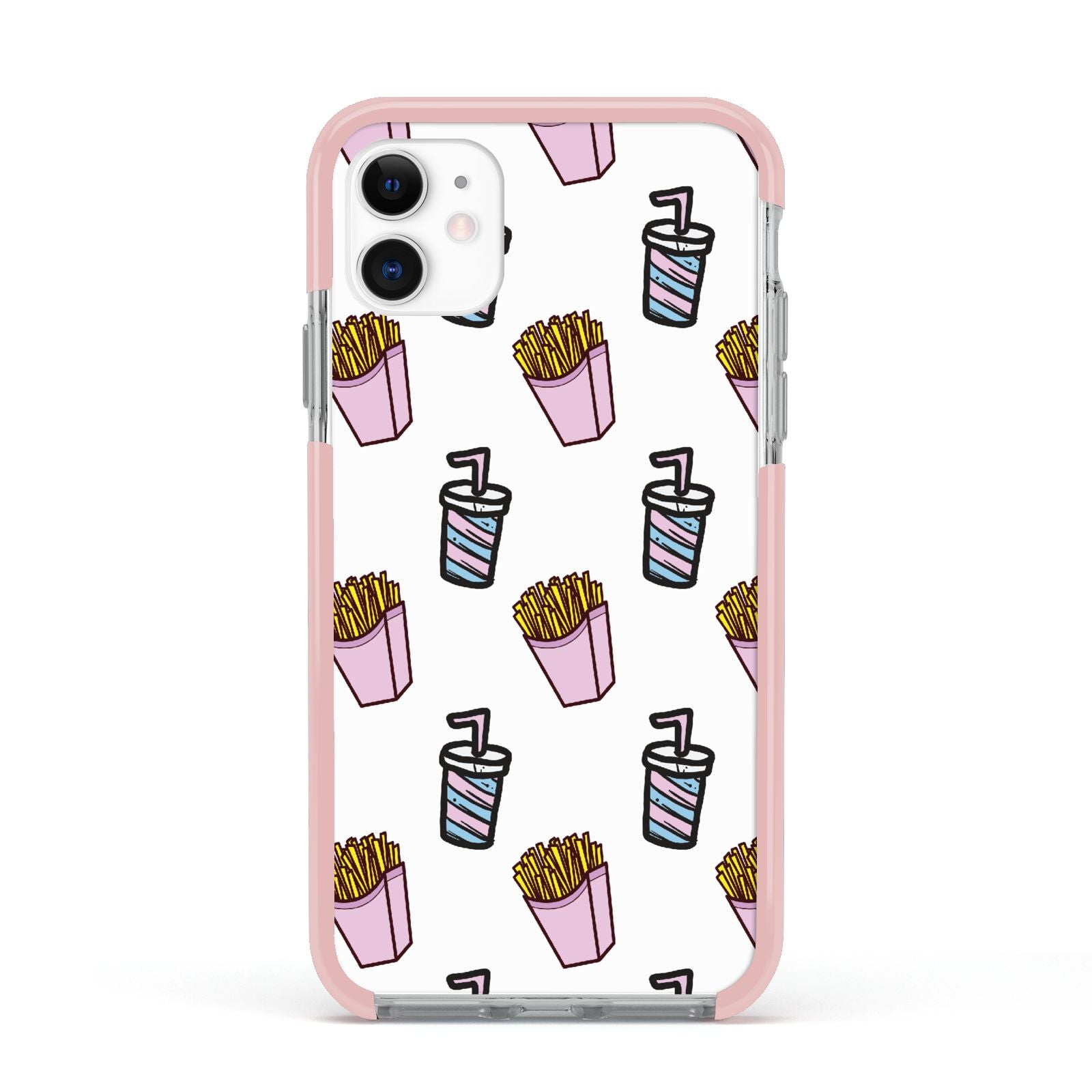 Fries Shake Fast Food Apple iPhone 11 in White with Pink Impact Case