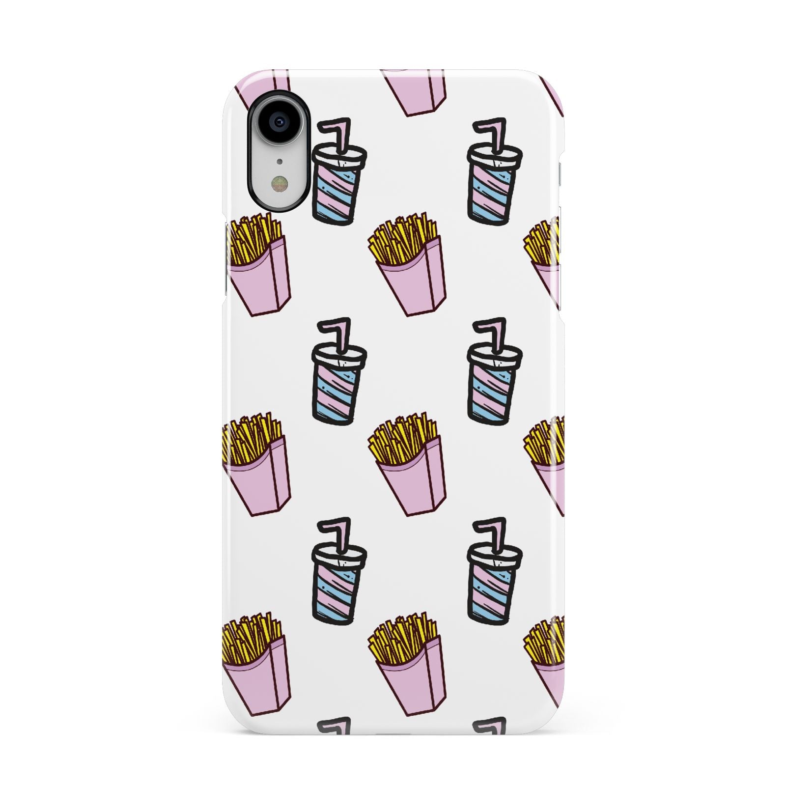 Fries Shake Fast Food Apple iPhone XR White 3D Snap Case