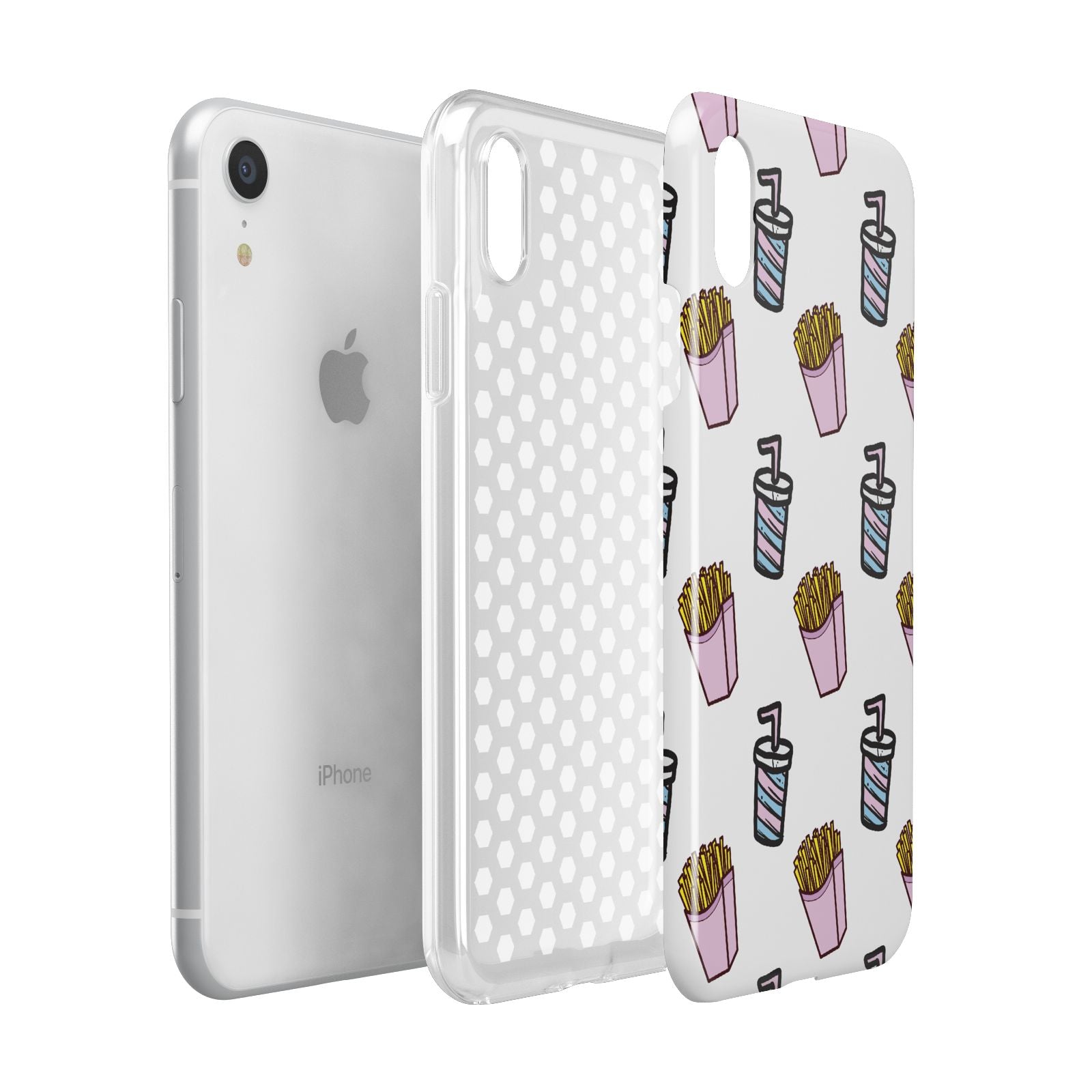 Fries Shake Fast Food Apple iPhone XR White 3D Tough Case Expanded view