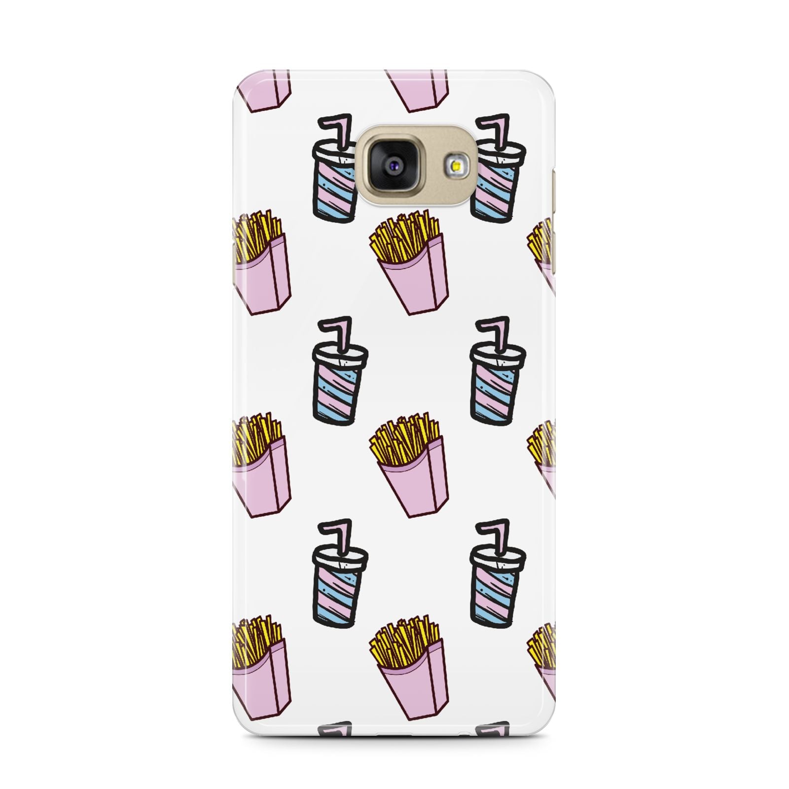 Fries Shake Fast Food Samsung Galaxy A7 2016 Case on gold phone