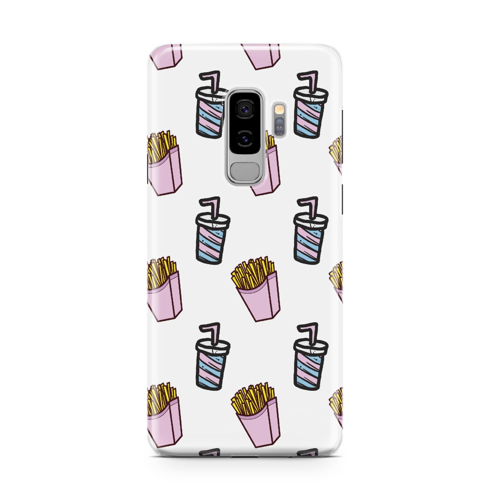 Fries Shake Fast Food Samsung Galaxy S9 Plus Case on Silver phone