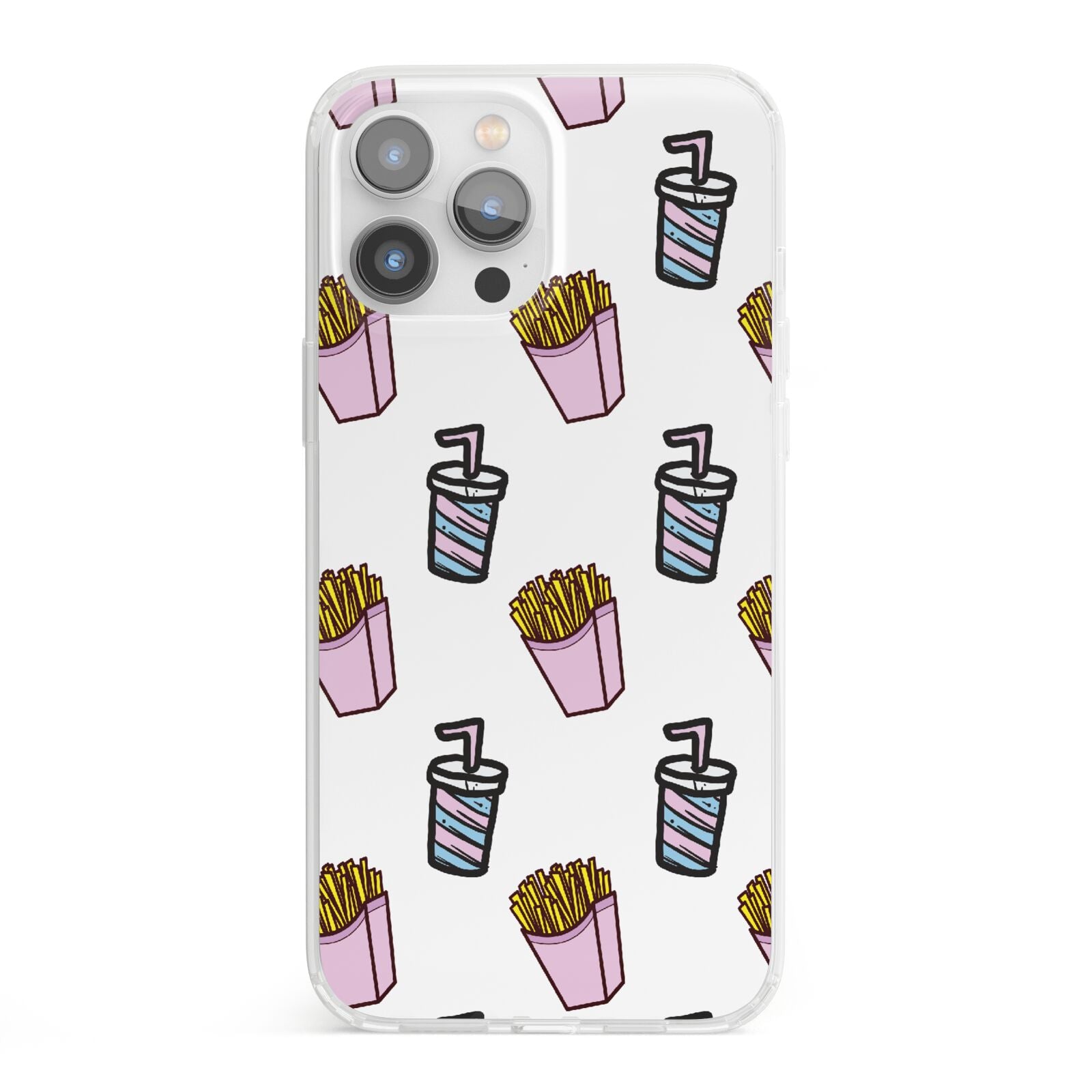 Fries Shake Fast Food iPhone 13 Pro Max Clear Bumper Case