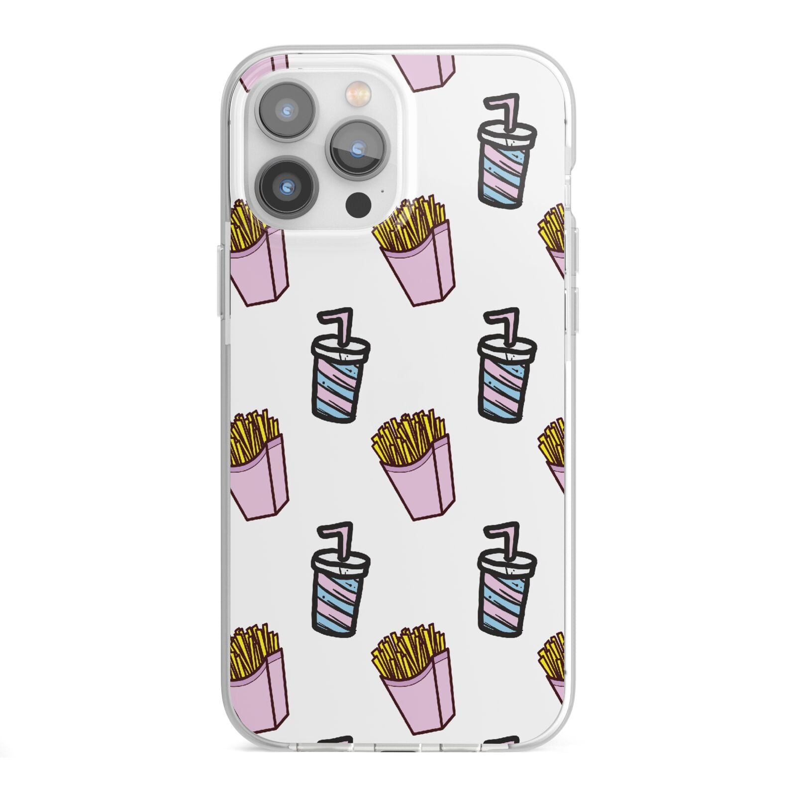 Fries Shake Fast Food iPhone 13 Pro Max TPU Impact Case with White Edges