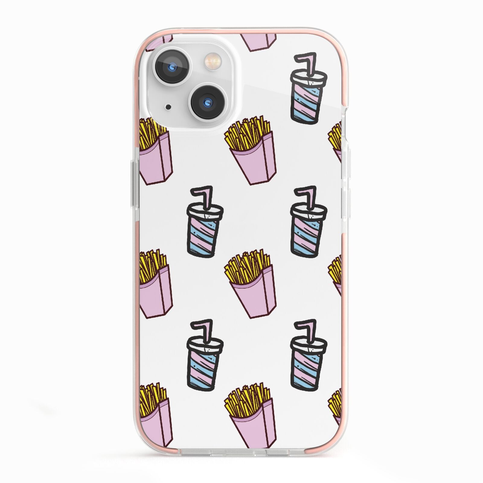 Fries Shake Fast Food iPhone 13 TPU Impact Case with Pink Edges