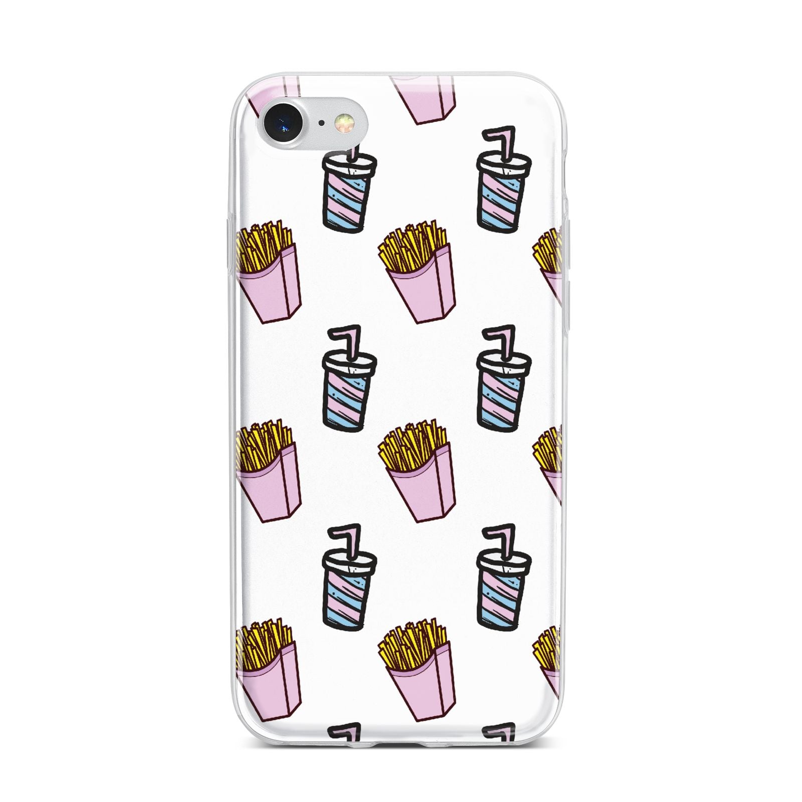 Fries Shake Fast Food iPhone 7 Bumper Case on Silver iPhone