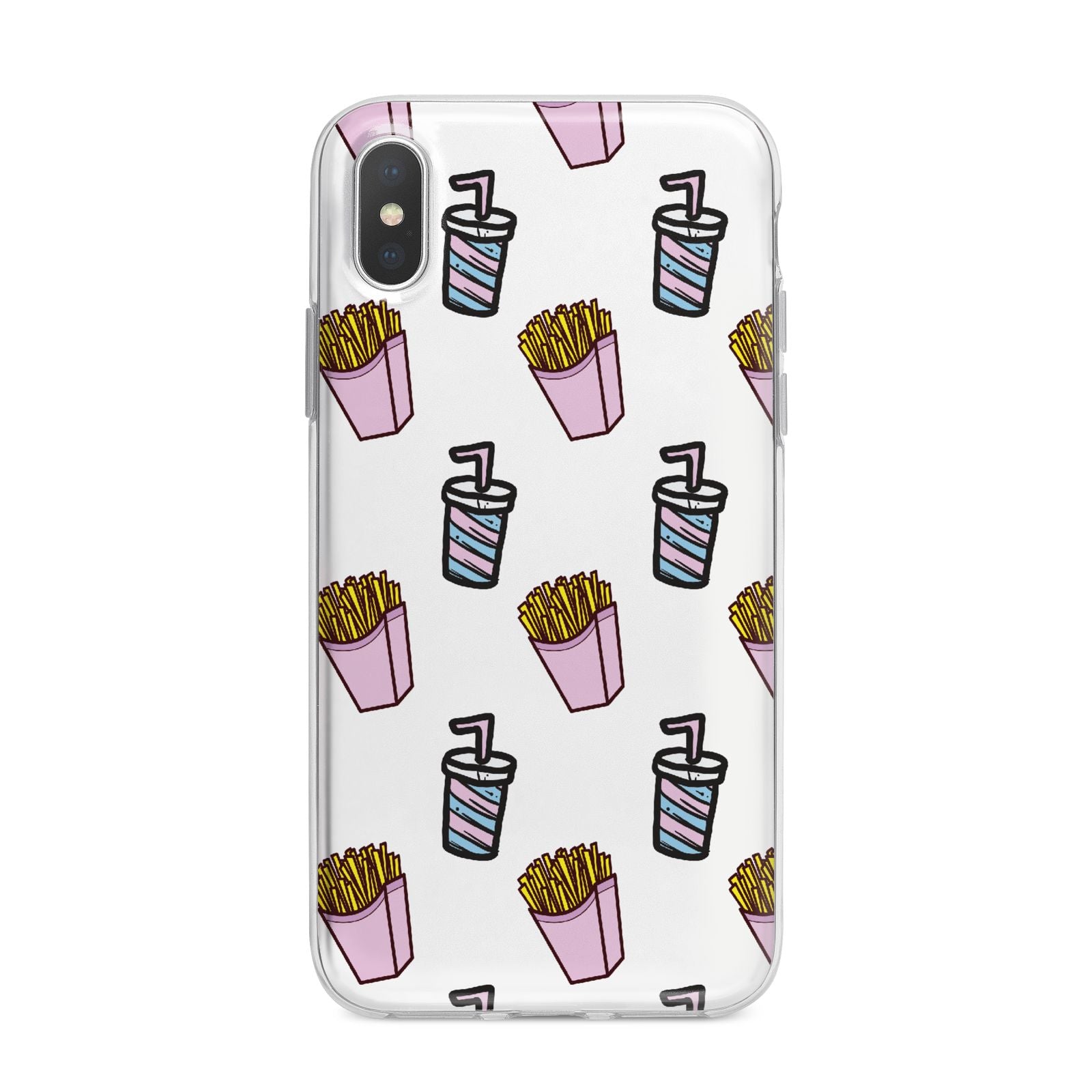 Fries Shake Fast Food iPhone X Bumper Case on Silver iPhone Alternative Image 1