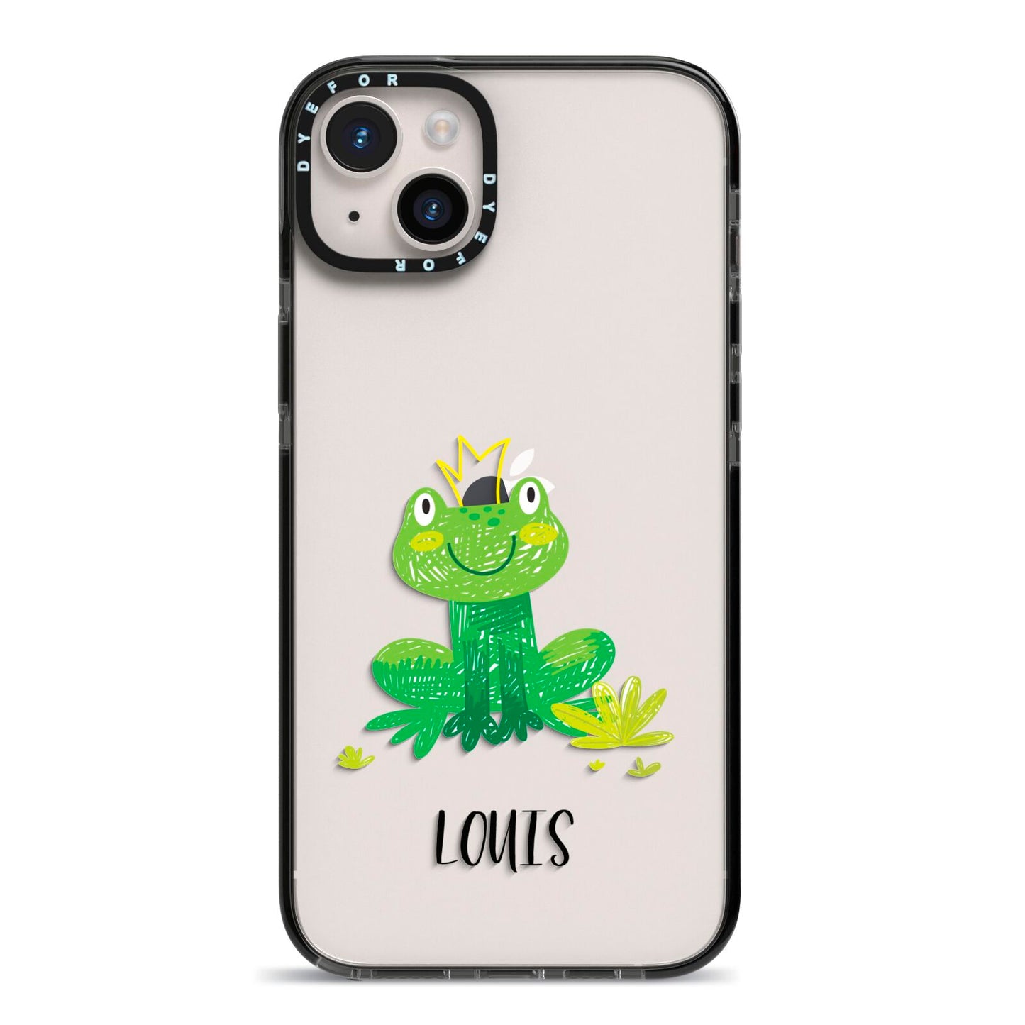 Frog Prince Custom iPhone 14 Plus Black Impact Case on Silver phone