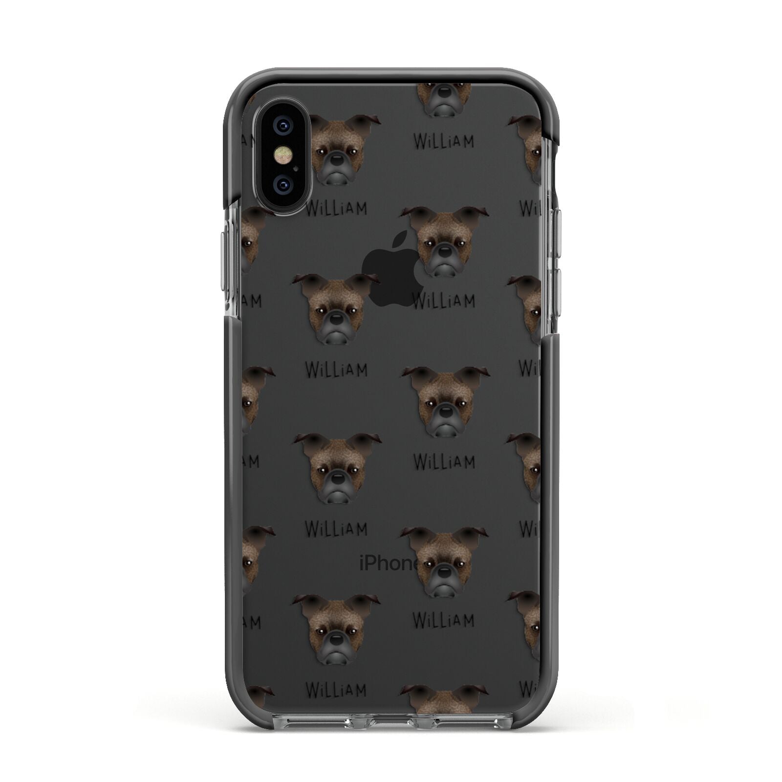 Frug Icon with Name Apple iPhone Xs Impact Case Black Edge on Black Phone