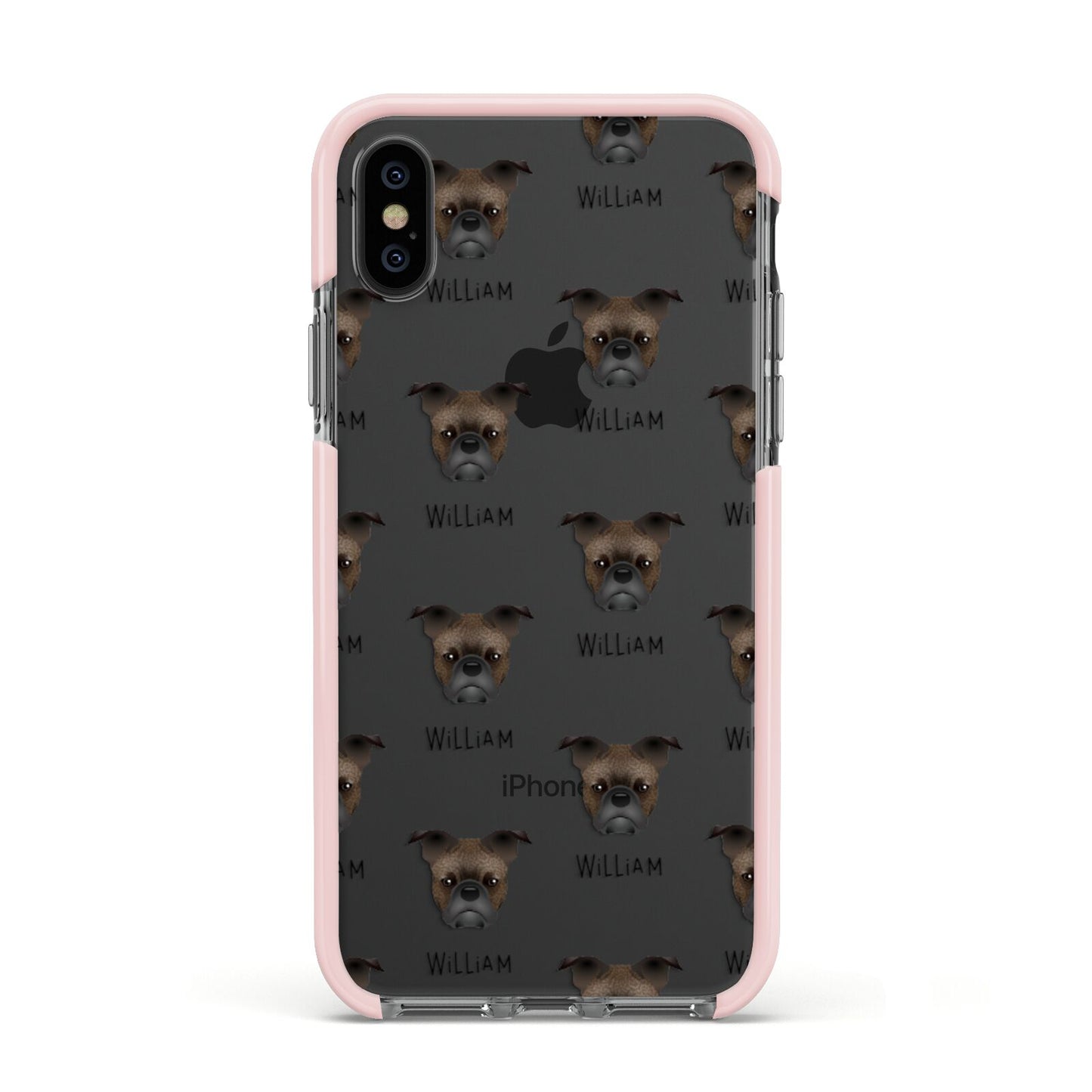 Frug Icon with Name Apple iPhone Xs Impact Case Pink Edge on Black Phone