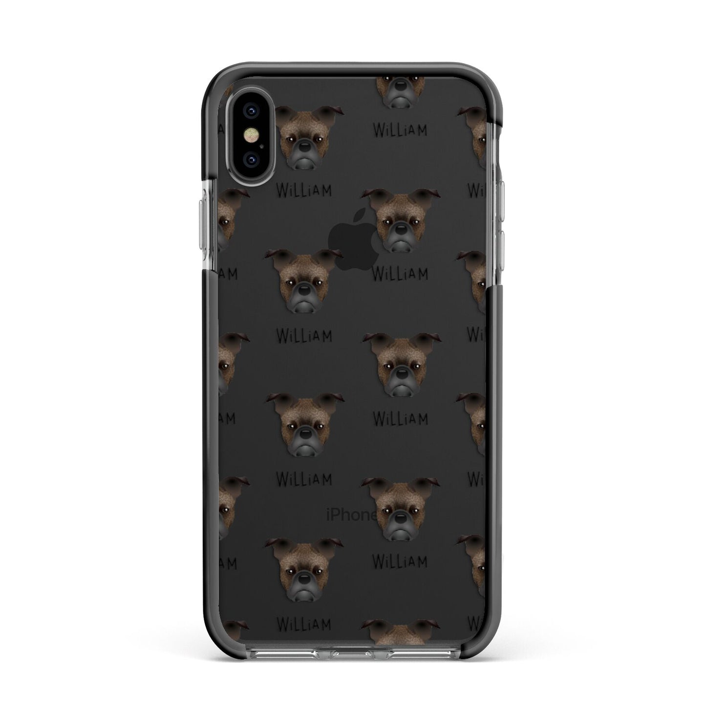 Frug Icon with Name Apple iPhone Xs Max Impact Case Black Edge on Black Phone