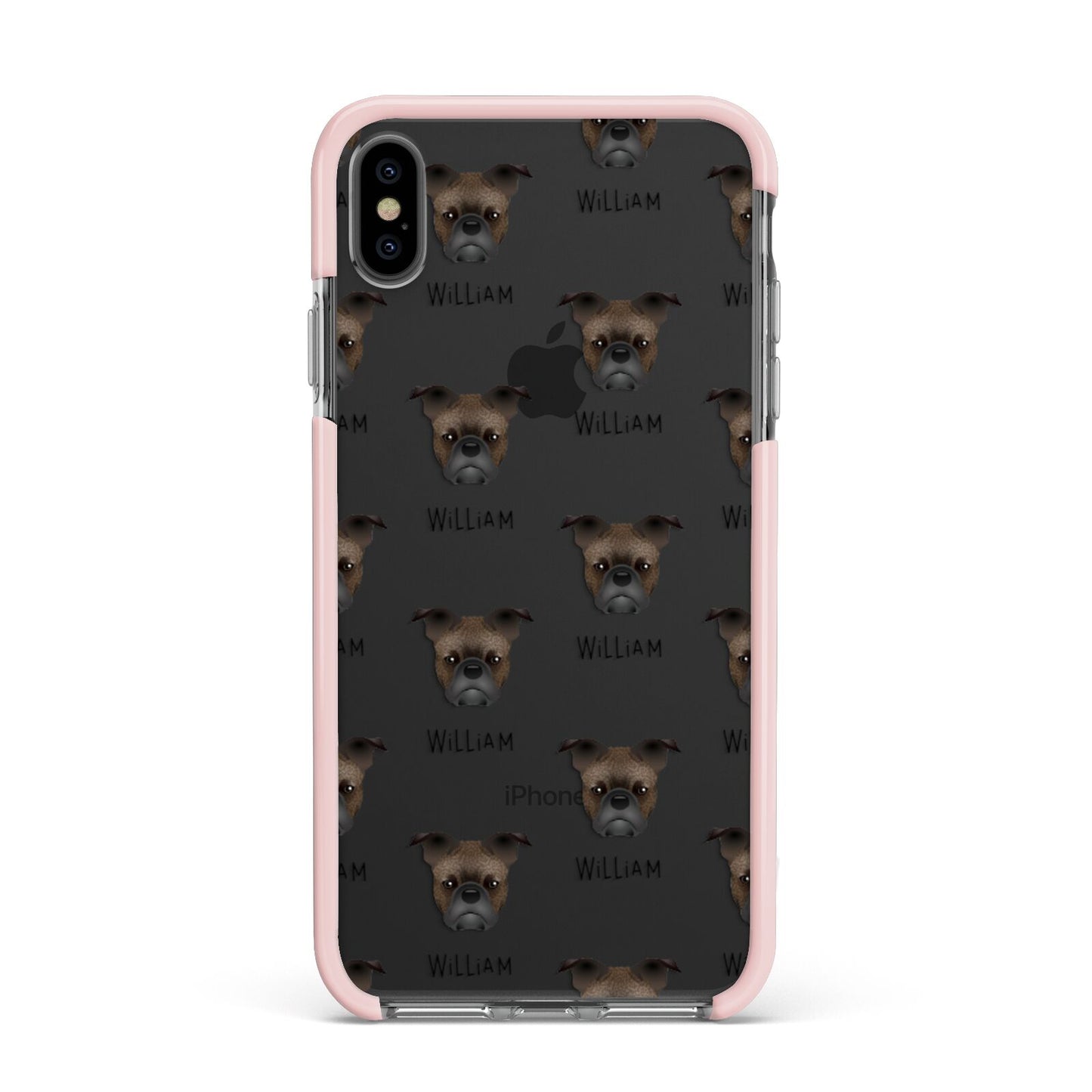 Frug Icon with Name Apple iPhone Xs Max Impact Case Pink Edge on Black Phone