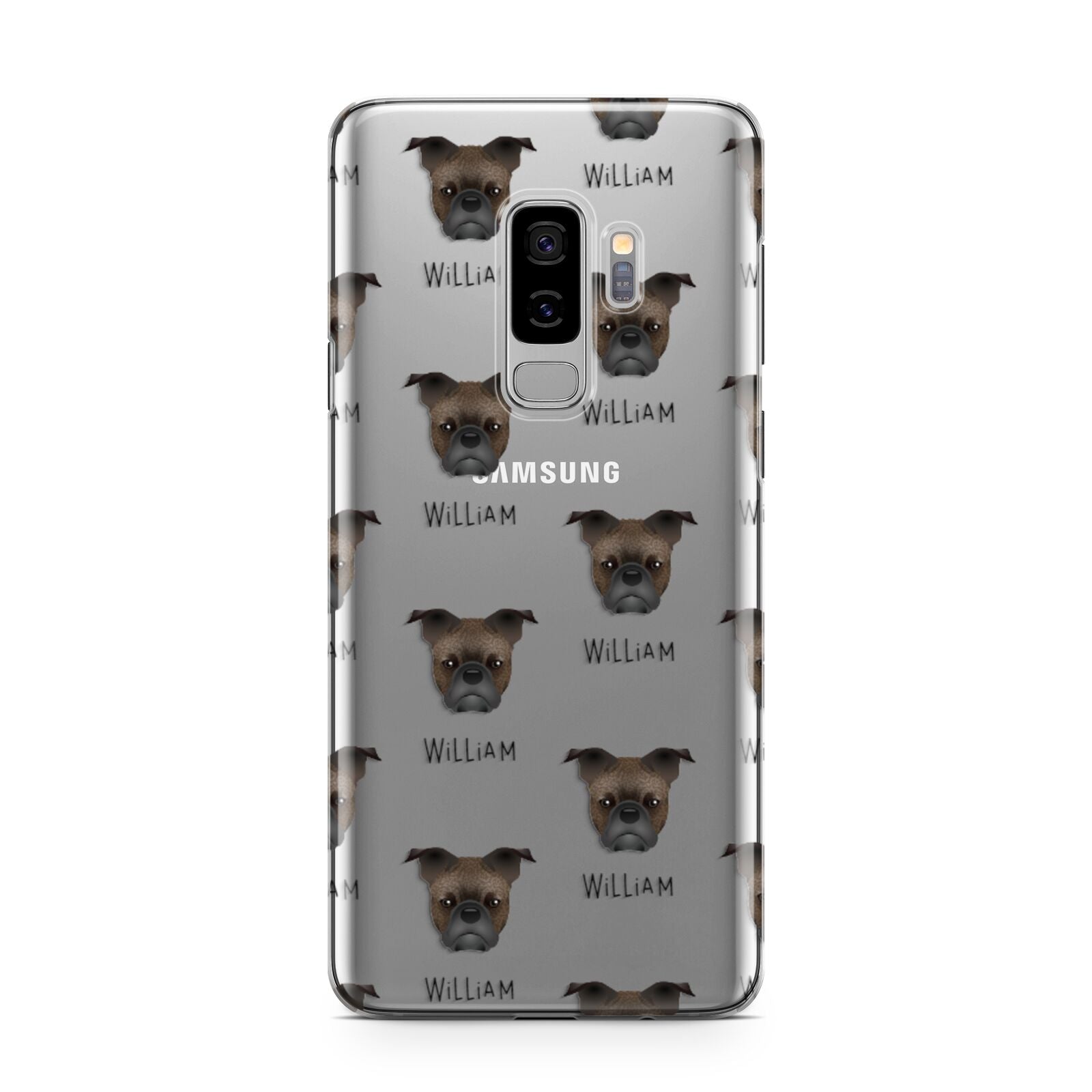 Frug Icon with Name Samsung Galaxy S9 Plus Case on Silver phone