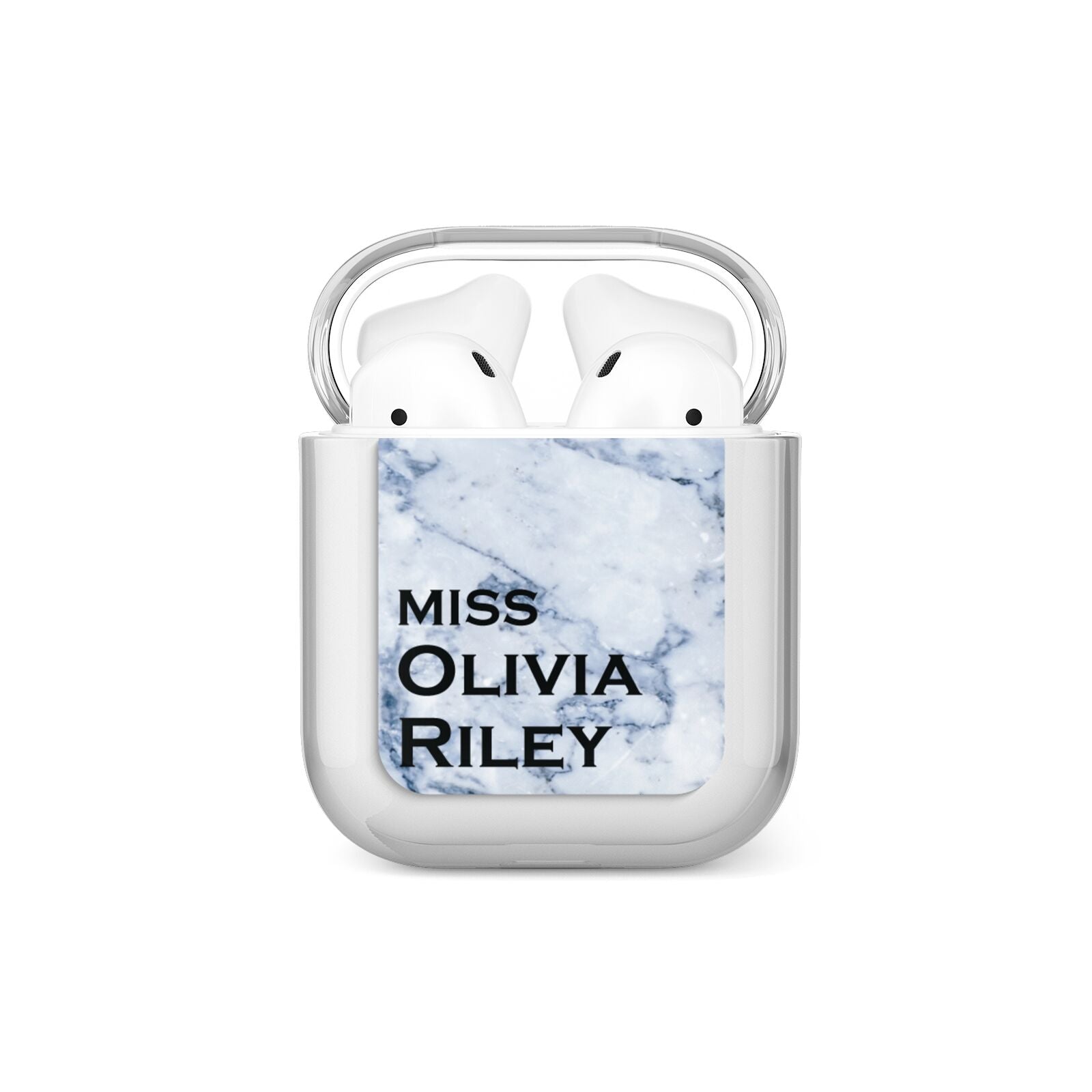 Full Name Grey Marble AirPods Case