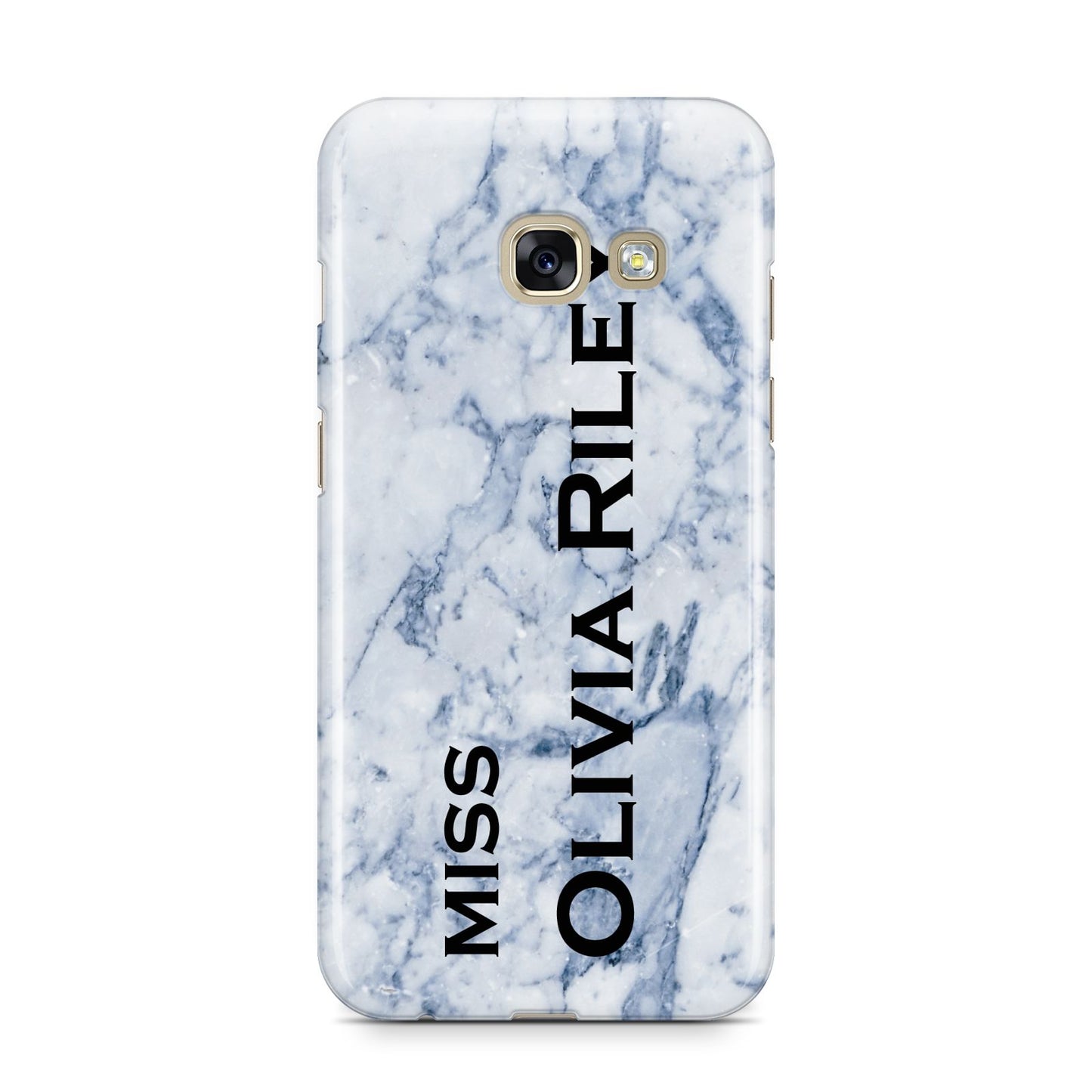 Full Name Grey Marble Samsung Galaxy A3 2017 Case on gold phone