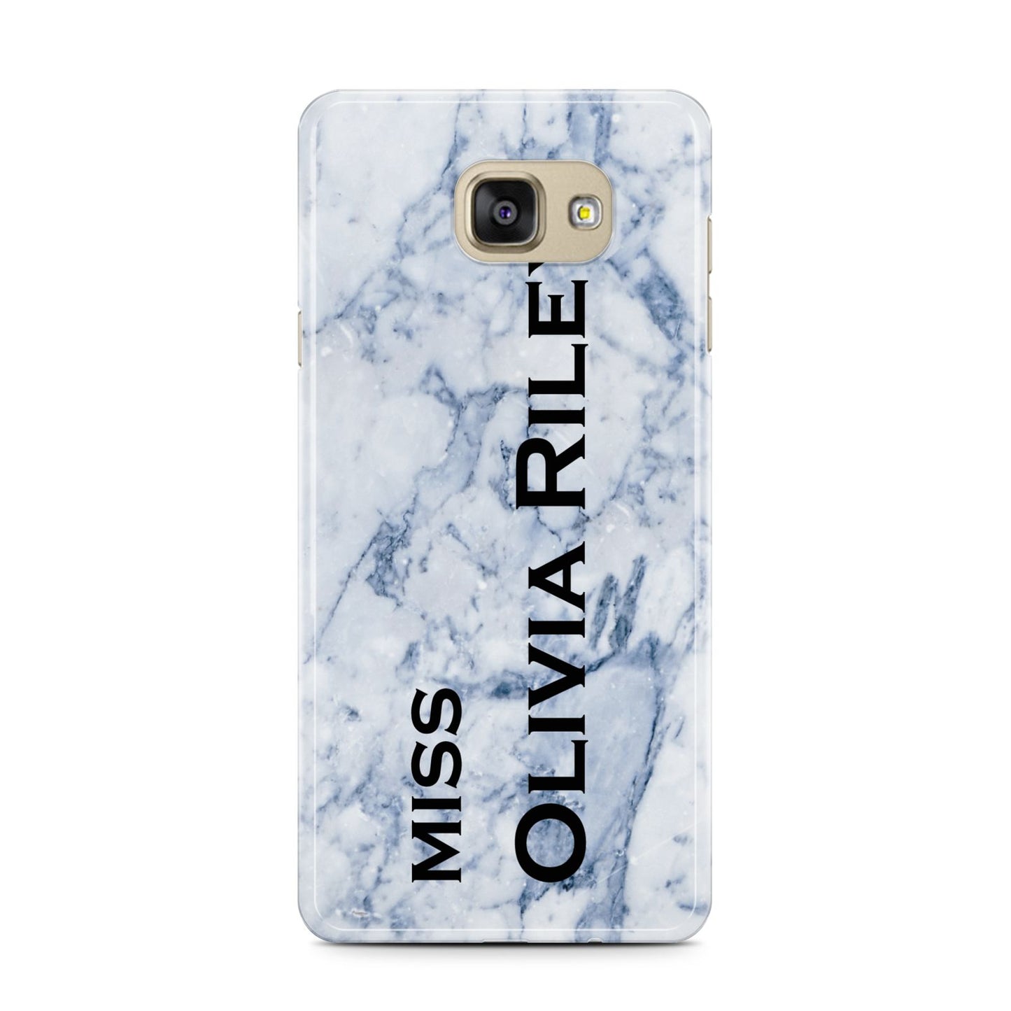 Full Name Grey Marble Samsung Galaxy A7 2016 Case on gold phone