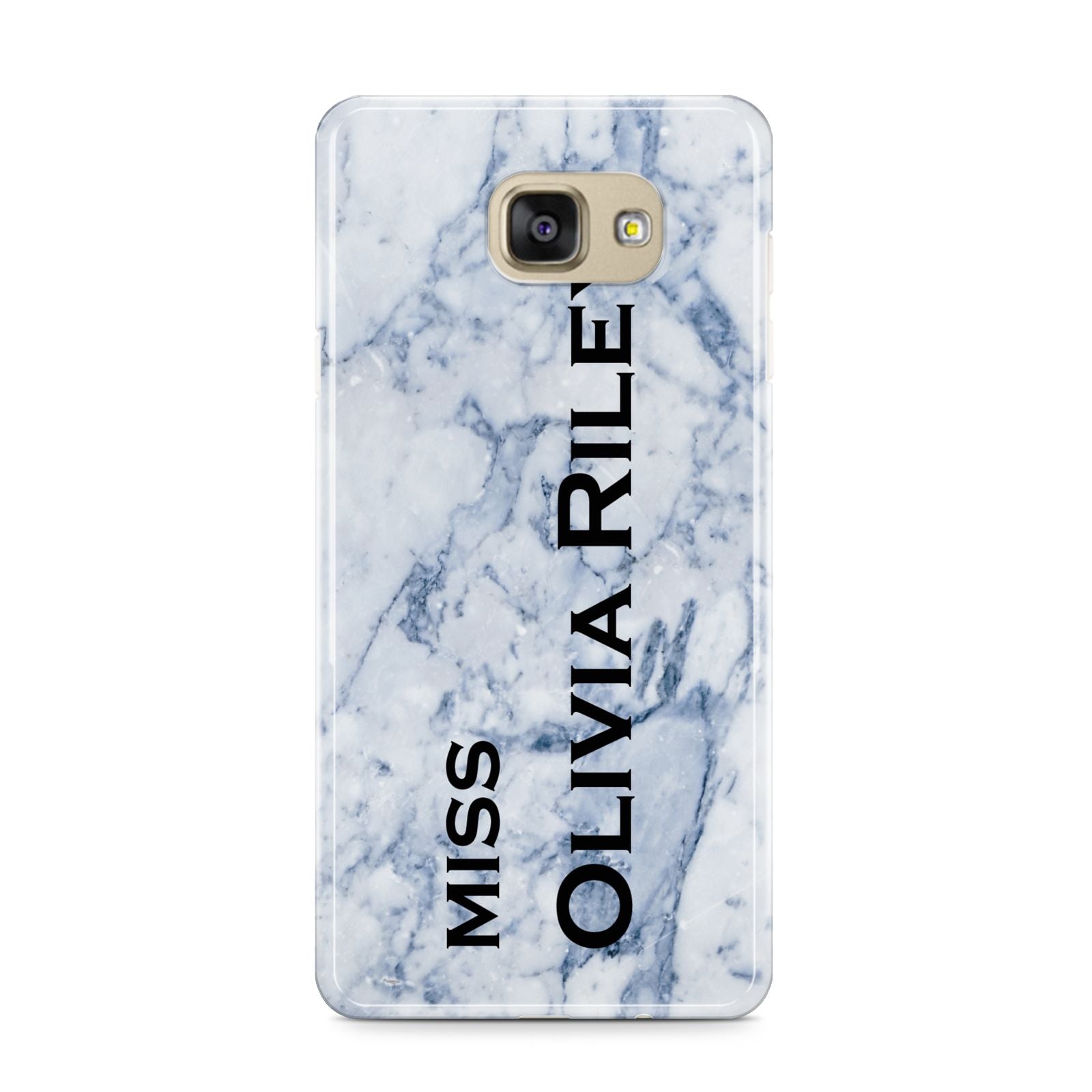 Full Name Grey Marble Samsung Galaxy A9 2016 Case on gold phone