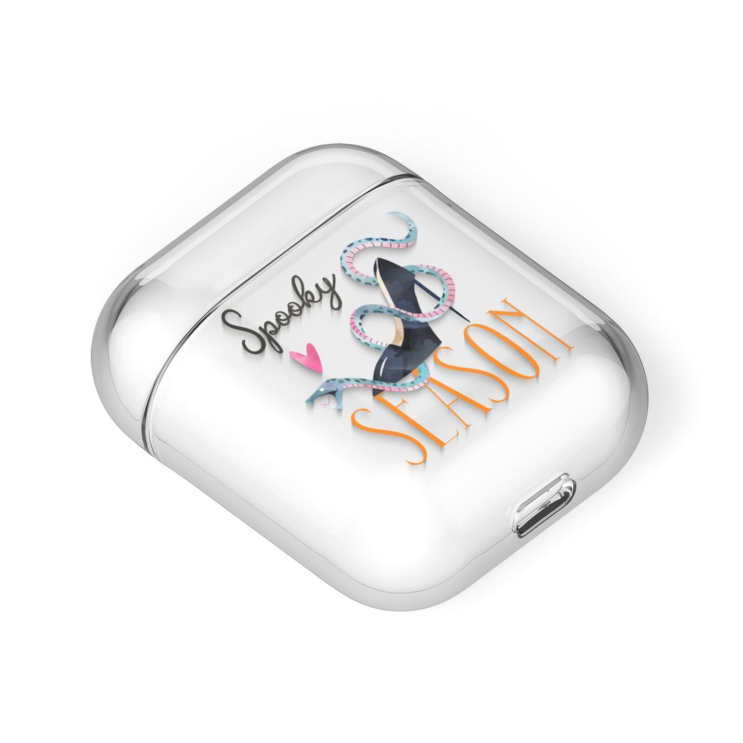 Fun Halloween Catchphrases and Watercolour Illustrations AirPods Case Laid Flat