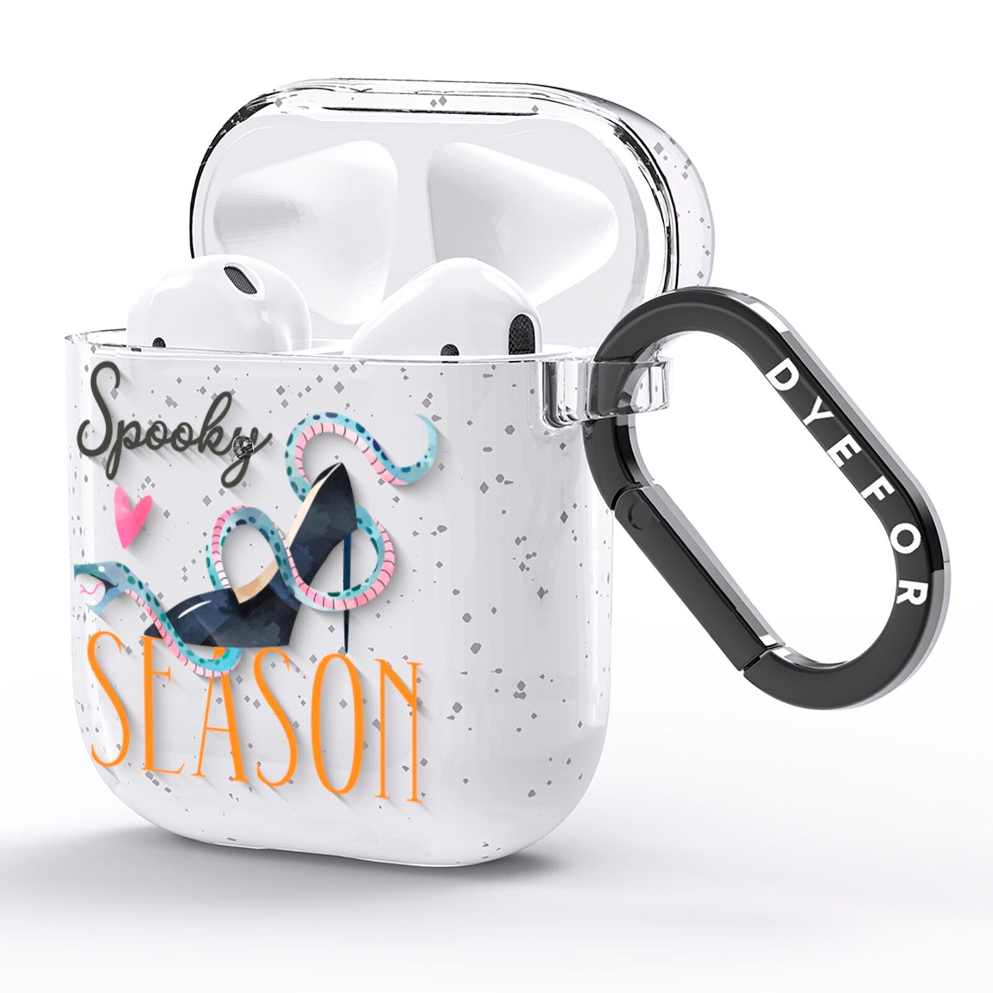 Fun Halloween Catchphrases and Watercolour Illustrations AirPods Glitter Case Side Image