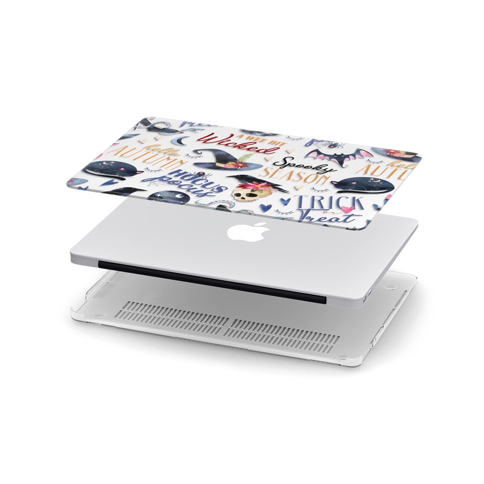 Fun Halloween Catchphrases and Watercolour Illustrations Apple MacBook Case in Detail