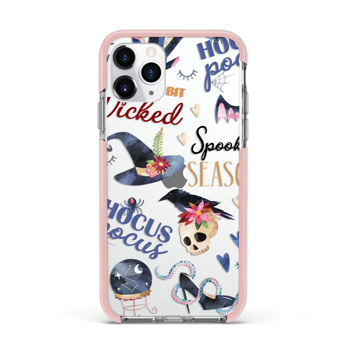 Fun Halloween Catchphrases and Watercolour Illustrations Apple iPhone 11 Pro in Silver with Pink Impact Case