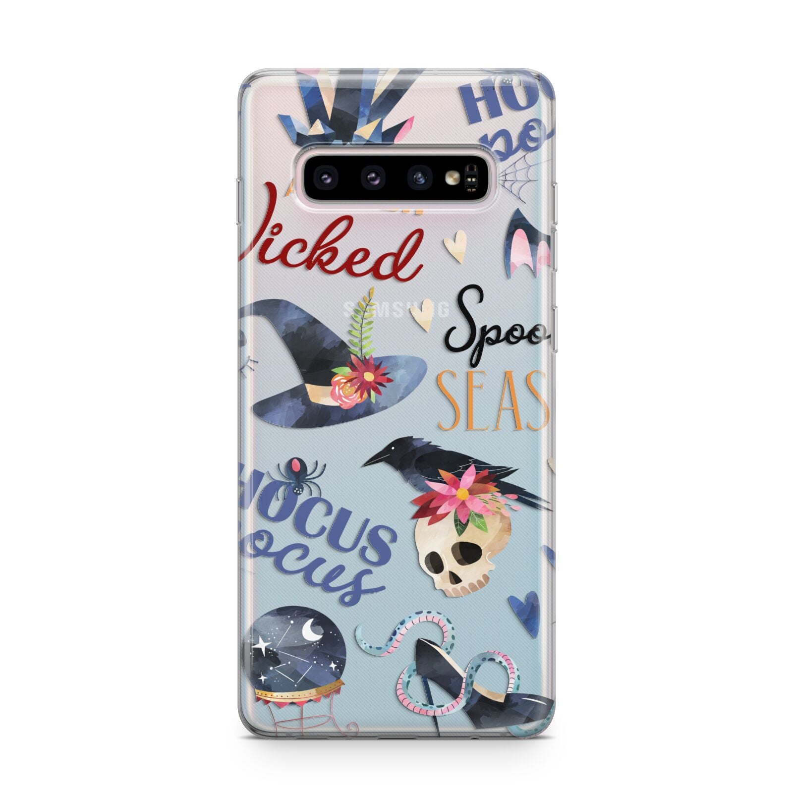 Fun Halloween Catchphrases and Watercolour Illustrations Samsung Galaxy S10 Plus Case