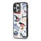 Fun Halloween Catchphrases and Watercolour Illustrations iPhone 13 Pro Max Black Impact Case Side Angle on Silver phone