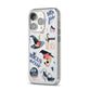 Fun Halloween Catchphrases and Watercolour Illustrations iPhone 14 Pro Clear Tough Case Silver Angled Image