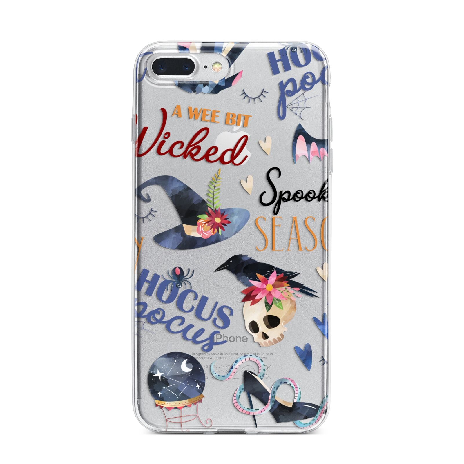 Fun Halloween Catchphrases and Watercolour Illustrations iPhone 7 Plus Bumper Case on Silver iPhone