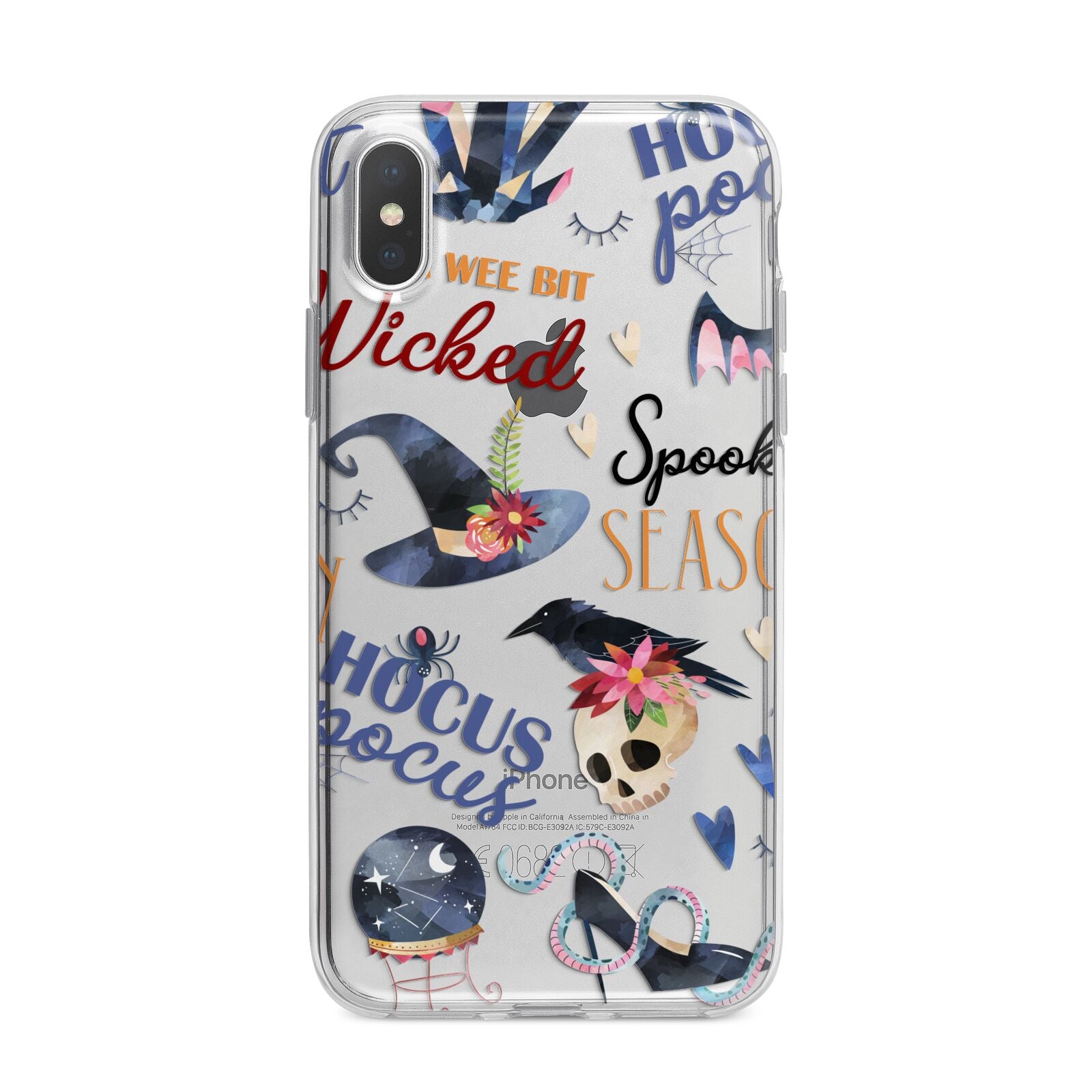 Fun Halloween Catchphrases and Watercolour Illustrations iPhone X Bumper Case on Silver iPhone Alternative Image 1