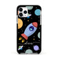Fun Space Scene Artwork with Name Apple iPhone 11 Pro in Silver with Black Impact Case