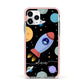 Fun Space Scene Artwork with Name Apple iPhone 11 Pro in Silver with Pink Impact Case