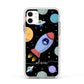 Fun Space Scene Artwork with Name Apple iPhone 11 in White with White Impact Case
