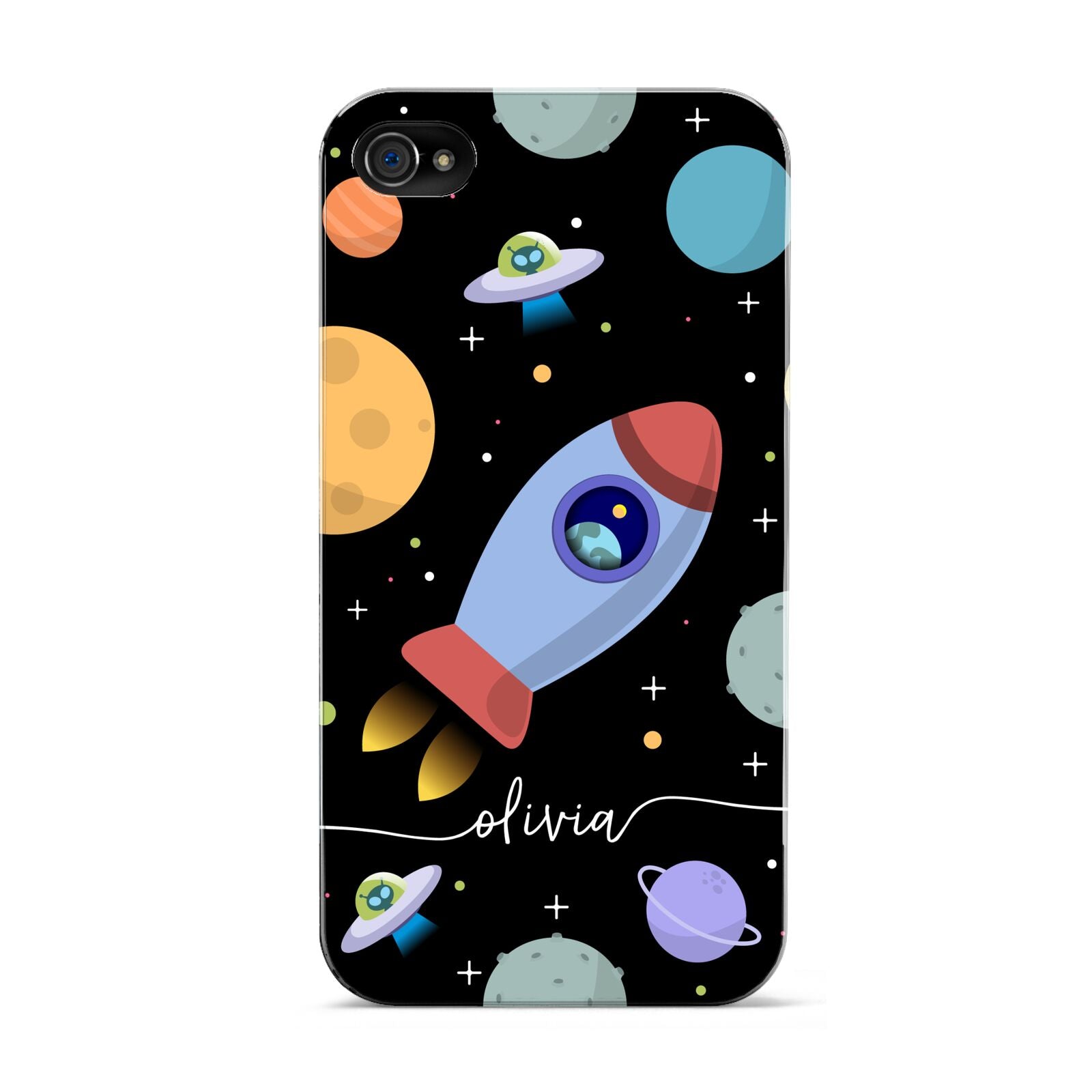 Fun Space Scene Artwork with Name Apple iPhone 4s Case