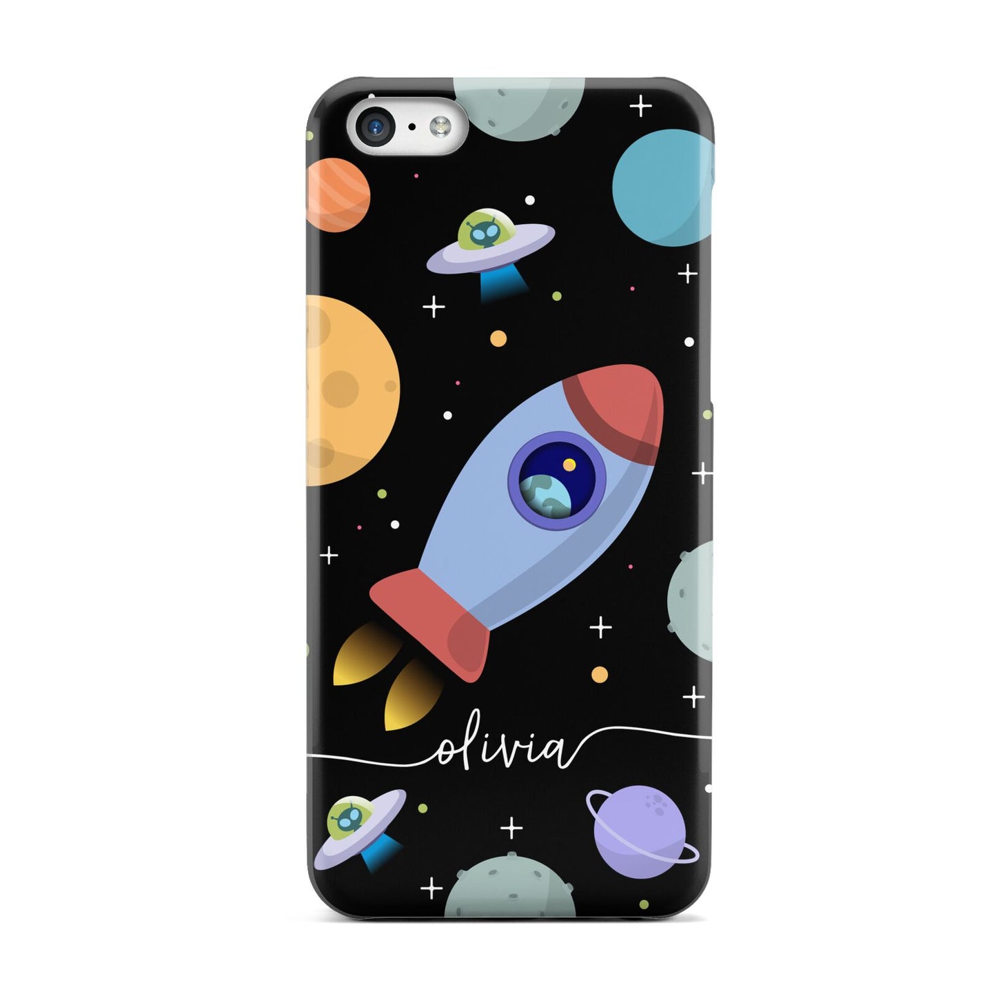 Fun Space Scene Artwork with Name Apple iPhone 5c Case