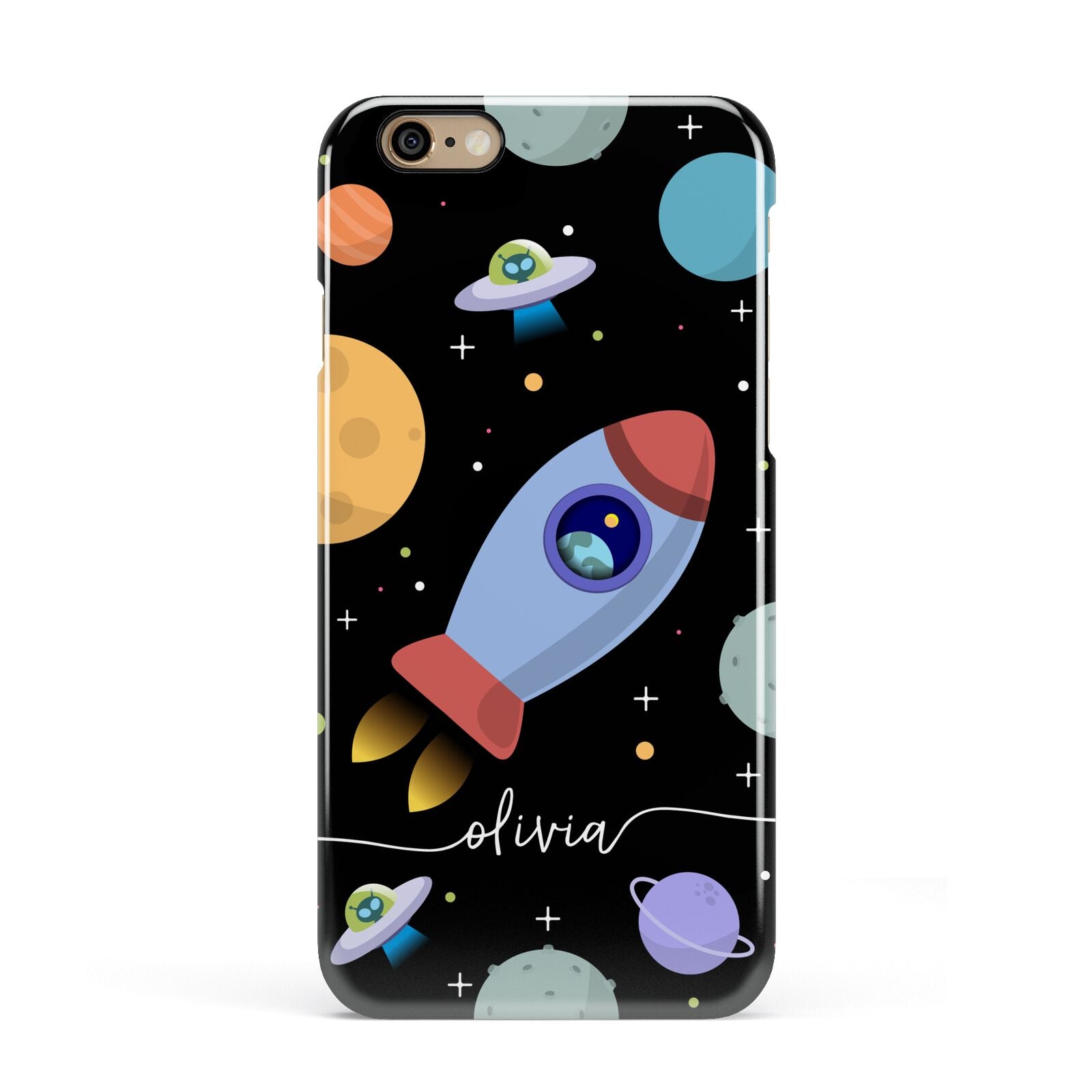 Fun Space Scene Artwork with Name Apple iPhone 6 3D Snap Case