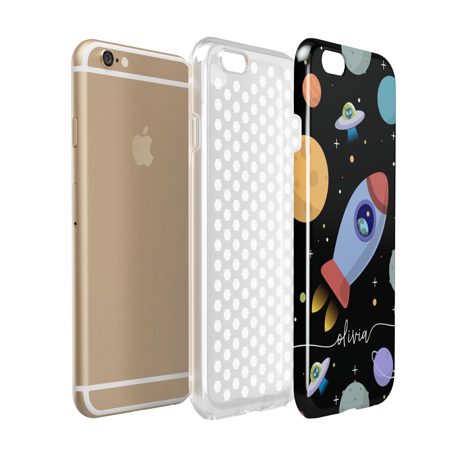 Fun Space Scene Artwork with Name Apple iPhone 6 3D Tough Case Expanded view
