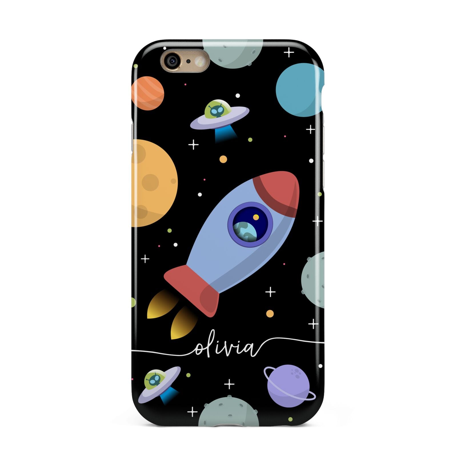 Fun Space Scene Artwork with Name Apple iPhone 6 3D Tough Case