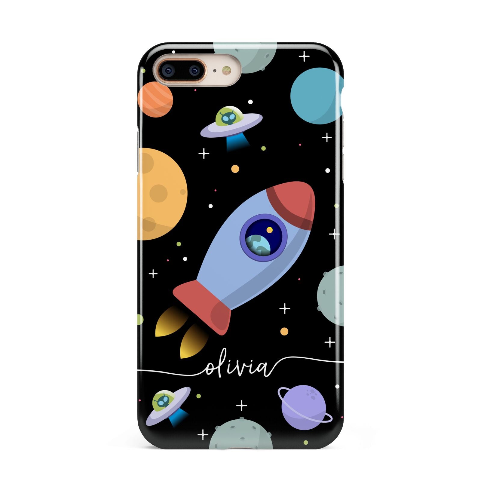 Fun Space Scene Artwork with Name Apple iPhone 7 8 Plus 3D Tough Case