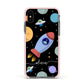 Fun Space Scene Artwork with Name Apple iPhone Xs Impact Case Pink Edge on Black Phone