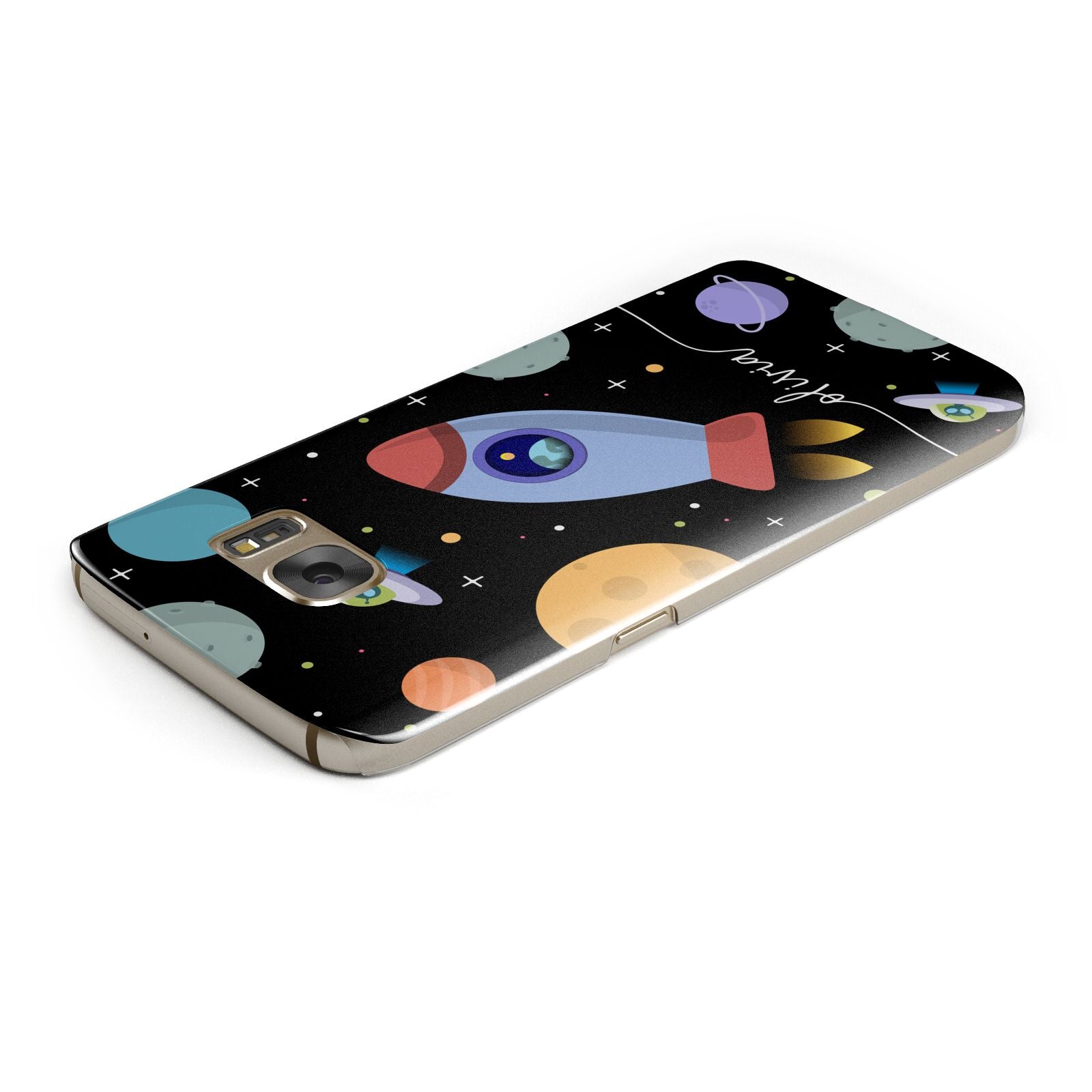 Fun Space Scene Artwork with Name Samsung Galaxy Case Top Cutout