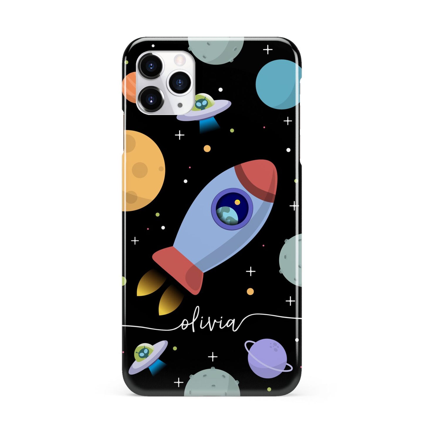 Fun Space Scene Artwork with Name iPhone 11 Pro Max 3D Snap Case