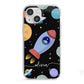 Fun Space Scene Artwork with Name iPhone 13 Mini TPU Impact Case with White Edges