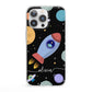 Fun Space Scene Artwork with Name iPhone 13 Pro Clear Bumper Case